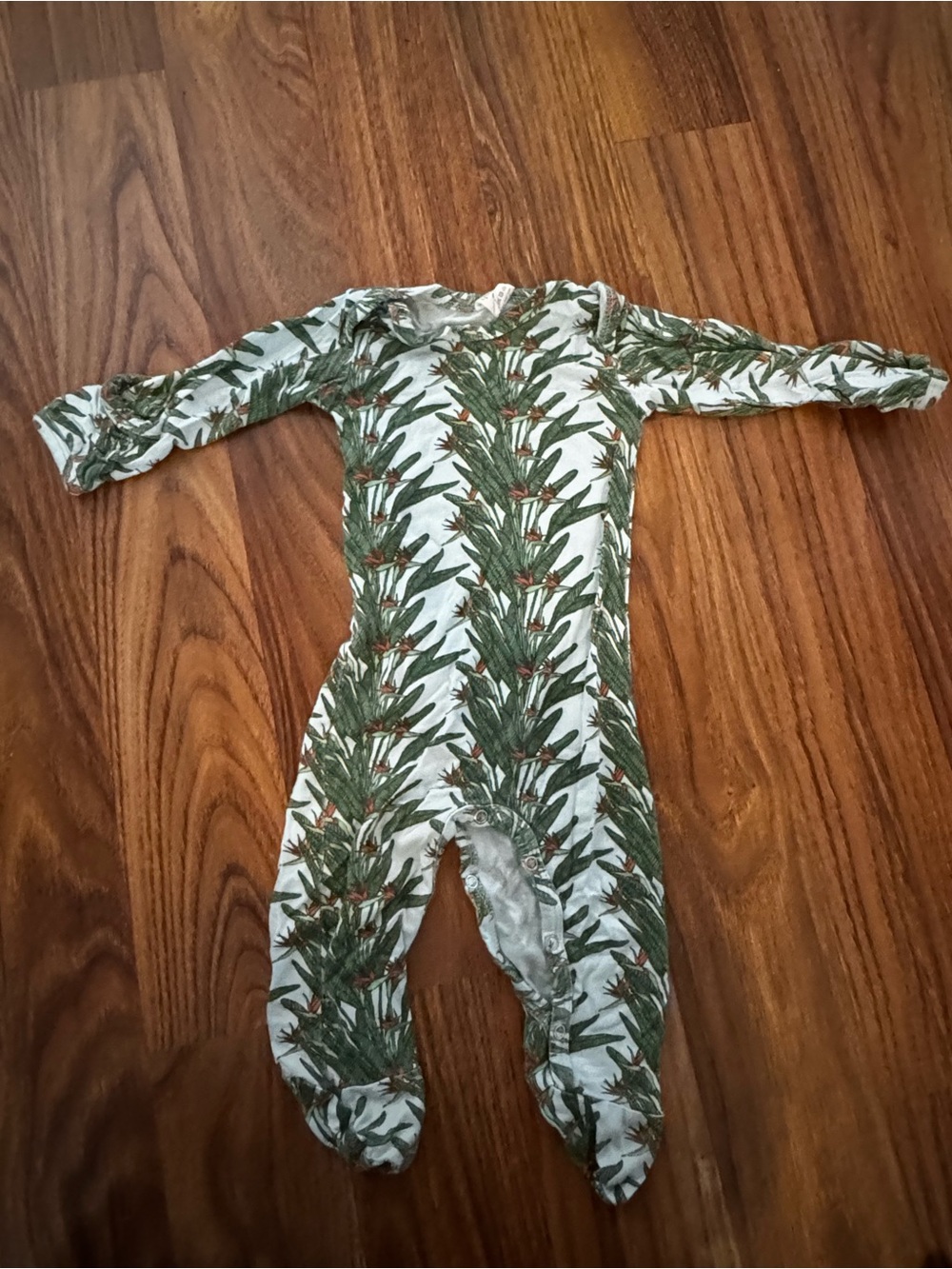 kate quinn Green Pine Print Footie One-Piece